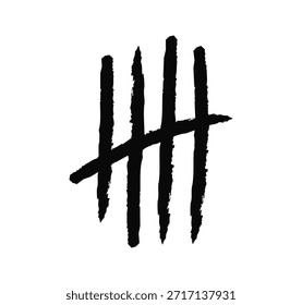 Icono de marcas de recuento dibujado a mano, recuento simple y símbolo de seguimiento de puntuación para estadísticas, votación, mantenimiento de registros y notación manual Ilustración vectorial plana.