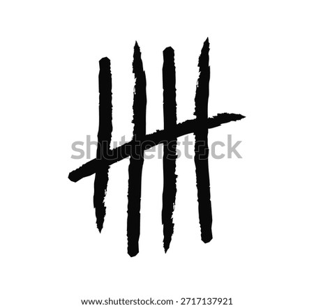 Hand drawn tally marks icon, simple counting and score tracking symbol for statistics, voting, record keeping and manual notation flat vector illustration.