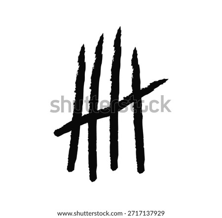 Hand drawn tally marks icon, simple counting and score tracking symbol for statistics, voting, record keeping and manual notation flat vector illustration.