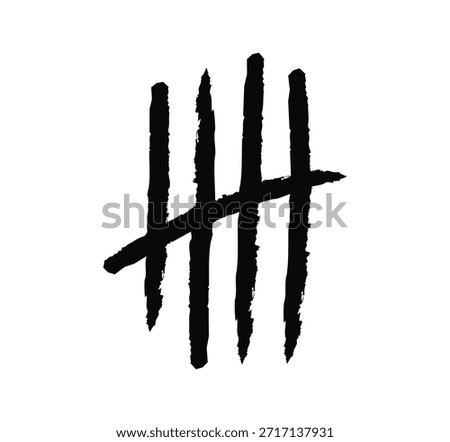 Hand drawn tally marks icon, simple counting and score tracking symbol for statistics, voting, record keeping and manual notation flat vector illustration.