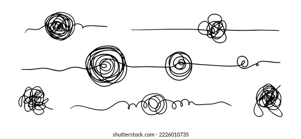 dibujado a mano de boceto de garrapatas enmarañadas. Guión abstracto, ilustración vectorial.