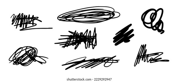 hand drawn of tangle scrawl sketch. Abstract scribble, chaos doodle pattern Isolated on white background. Vector illustration.