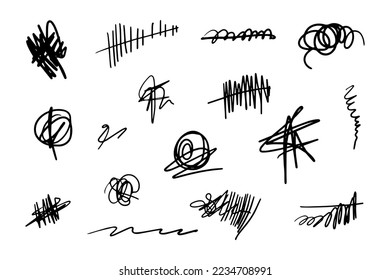 hand drawn of tangle scrawl sketch. Abstract scribble, chaos doodle pattern Isolated on white background. Vector illustration.