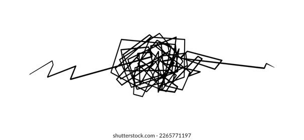 dibujado a mano de boceto de garrapatas enmarañadas. Guión abstracto, ilustración vectorial.