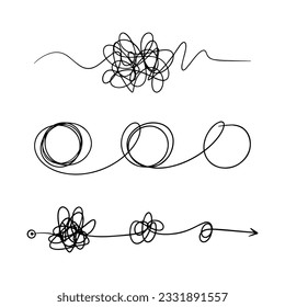 dibujado a mano de boceto de garrapatas enmarañadas. Guión abstracto, ilustración vectorial.