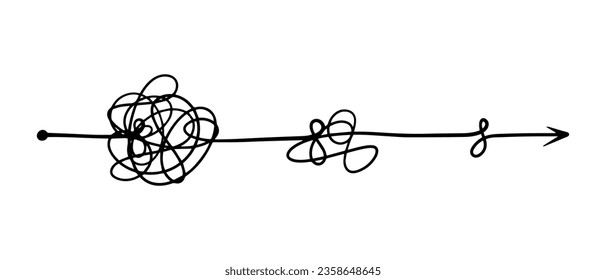dibujado a mano de boceto de garrapatas enmarañadas. Guión abstracto, ilustración vectorial.