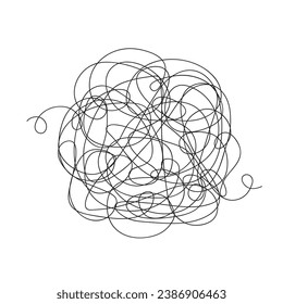 Hand drawn tangle scrawl sketch or black line spherical abstract scribble shape vector illustration on white background.