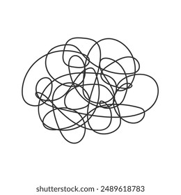 Hand drawn tangle scrawl sketch or black line spherical abstract scribble shape vector illustration on white background.