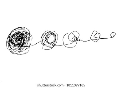 hand drawn of tangle scrawl sketch.Abstract scribble, chaos doodle pattern. Vector illustration Isolated on white background