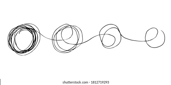 hand drawn of tangle scrawl sketch.Abstract scribble, chaos doodle pattern. Vector illustration Isolated on white background