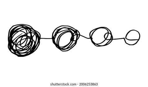 hand drawn of tangle scrawl sketch.Abstract scribble, chaos doodle pattern Isolated on white background. Vector illustration.