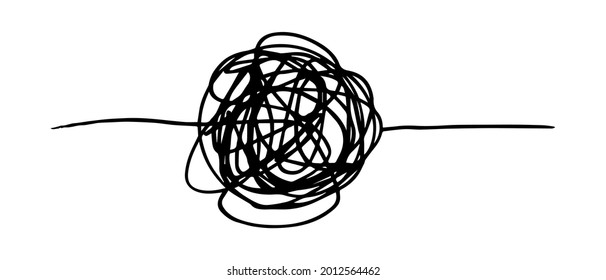 handgezeichnet von zwirnkraut sketch.Abstrakter Schreib, chaodoodle Muster. Vektorgrafik einzeln auf weißem Hintergrund