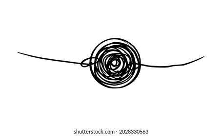 dibujado a mano de boceto de garrapatas enmarañadas.Dibujo abstracto, patrón de doodle caos. Ilustración vectorial aislada en fondo blanco