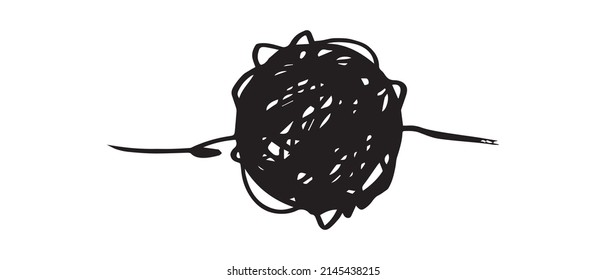 hand drawn of tangle scrawl sketch.Abstract scribble, chaos doodle pattern Isolated on white background. Vector illustration.