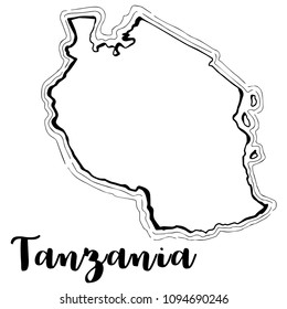 Hand drawn Tanzania map sketch,vector illustration