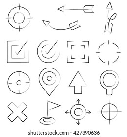 hand drawn target icons, target signs