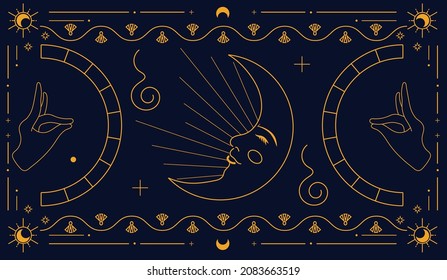 Hand drawn tarot art background premium vector