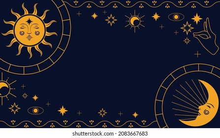 Hand drawn tarot art background premium vector