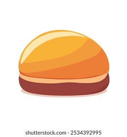 Hand drawn tasty baked bun in flat cartoon style. Vector illustration isolated on white background for poster, banner, postcard, advertisement.
