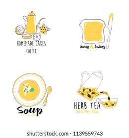 Hand drawn tasty logo collection