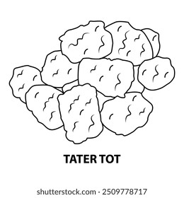 Handgezeichnete Tater Tot Illustration. Essen und Snacks Malvorlagen. Kühne und einfache Designs für Erwachsene und Kinder. Vektor Tater Tot zum Färben Buch. Einfache Tater Tot Zeichnung für jedes Alter