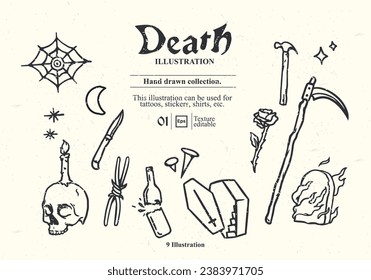 hand drawn tattoo design with death theme