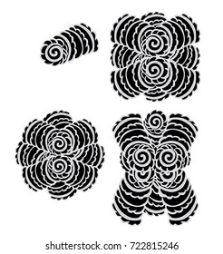 Hand drawn Tattoo full back body background.Japanese cloud vector.Asian tattoo background for back body