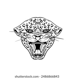  Dibujado a mano tatuaje leopardo, dibujo del tatuaje