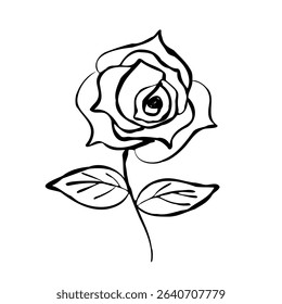 Hand drawn tattoo rose in a classic retro cartoon style vector illustration. Romantic and floral design element for invitations, posters and botanical designs