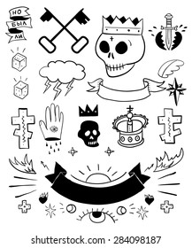 Hand drawn tattoo set