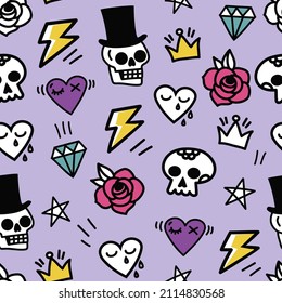 hand drawn tattoo style design for print, textile, cover, wallpaper, scrapbooking, fabric