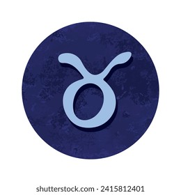 Hand drawn taurus zodiac sign in blue round frame Astrology doodle clipart Element for design