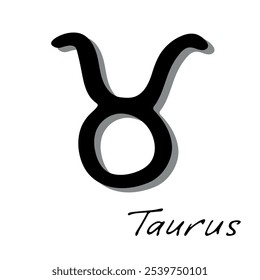 Hand drawn taurus zodiac sign Esoteric symbol doodle Astrology clipart Element for design