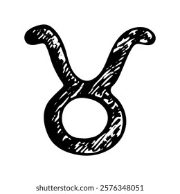 Hand drawn taurus zodiac sign Esoteric symbol doodle Astrology clipart Element for design