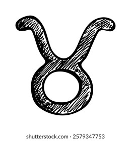 Hand drawn taurus zodiac sign Esoteric symbol doodle Astrology clipart Element for design