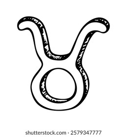 Hand drawn taurus zodiac sign Esoteric symbol doodle Astrology clipart Element for design