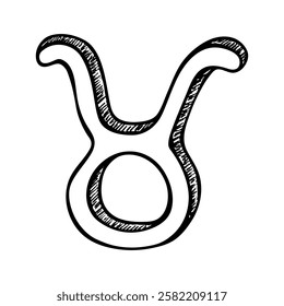 Hand drawn taurus zodiac sign Esoteric symbol doodle Astrology clipart Element for design