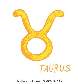 Hand drawn taurus zodiac sign Esoteric symbol doodle Astrology clipart Element for design