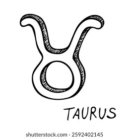 Hand drawn taurus zodiac sign Esoteric symbol doodle Astrology clipart Element for design