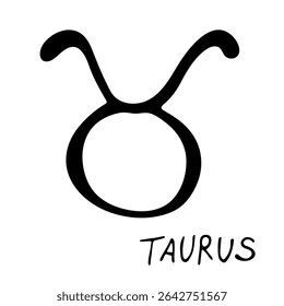 Hand drawn taurus zodiac sign Esoteric symbol doodle Astrology clipart Element for design
