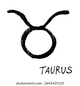 Hand drawn taurus zodiac sign Esoteric symbol doodle Astrology clipart Element for design
