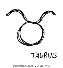 Hand drawn taurus zodiac sign Esoteric symbol doodle Astrology clipart Element for design