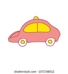 Hand Drawn Taxi Car doodle illustration