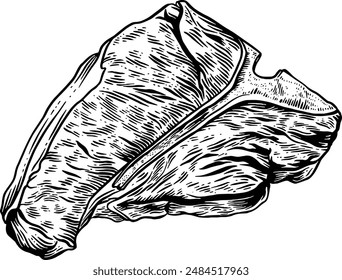 Dibujado a mano T-bone Steak Sketch ilustración