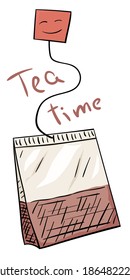 Doodle de la bolsa de té dibujada a mano