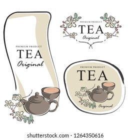 hand drawn tea banner elements vector illustration