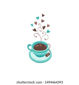 Hand drawn tea and coffee cup isolated on white background. Vector illustration for cafe and restaurant menu design.