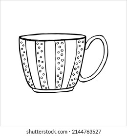 hand drawn tea or coffee cup, doodle or sketch, flat image