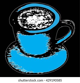 Hand drawn tea cup doodle illustration