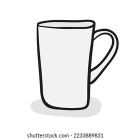 Hand drawn tea cup icon in doodle style. Vector illustration.